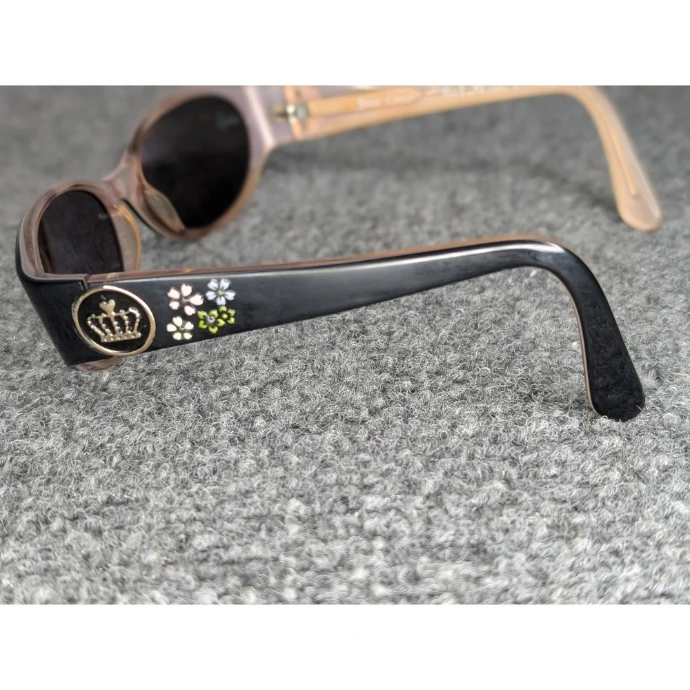 Juicy Couture‎ Kids Size Sunglasses Crown Flowers Black Pink Girls Y2K Vtg